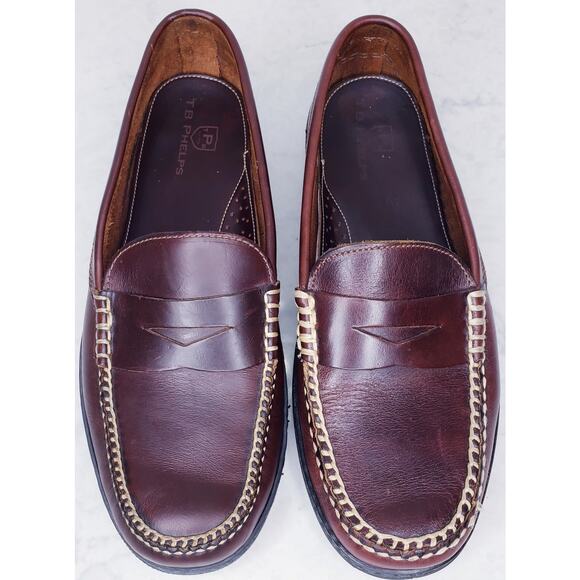 T.B. PHELPS Traditions Key West Penny Loafers Leather Brown Men's Size 9.5M VGUC - Picture 7 of 16